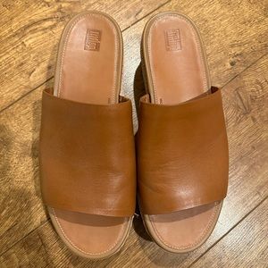 Fitflop Eloise espadrille platform slide tan leather